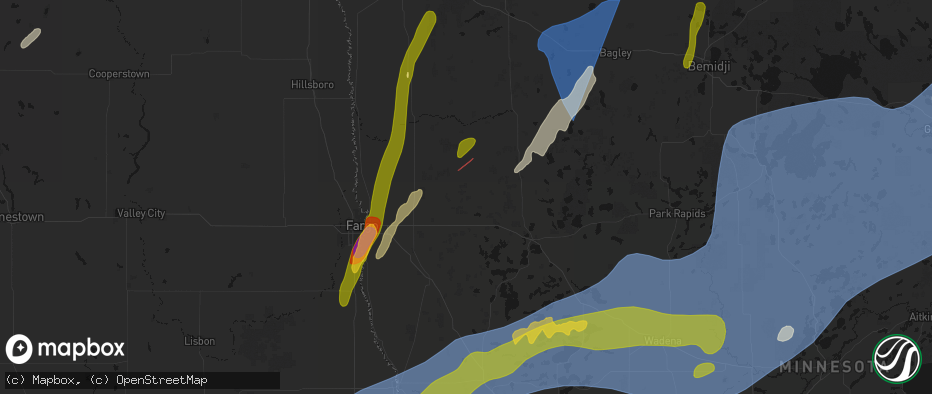 Hail map in Hitterdal, MN on June 29, 2026