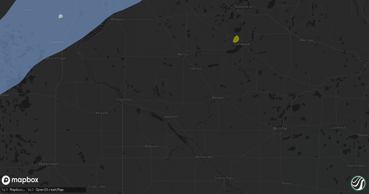 Hail map in Holloway, MN on June 29, 2026