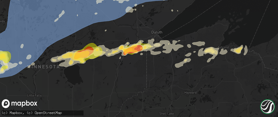 Hail map in Holyoke, MN on June 29, 2026