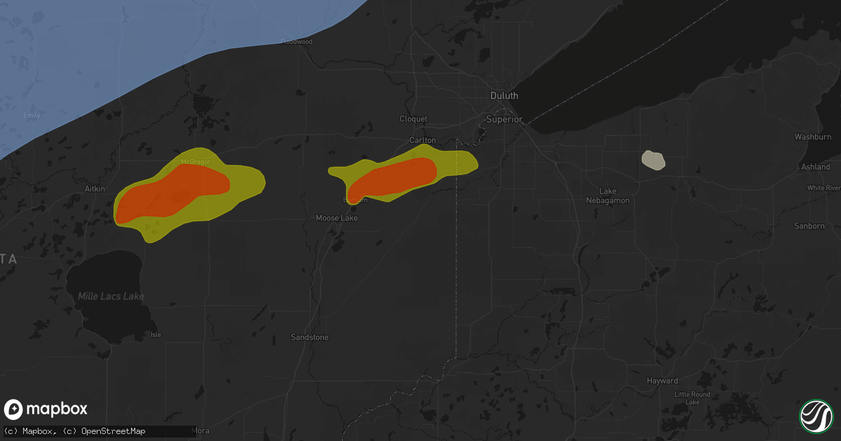 Hail map in Holyoke, MN on June 29, 2026