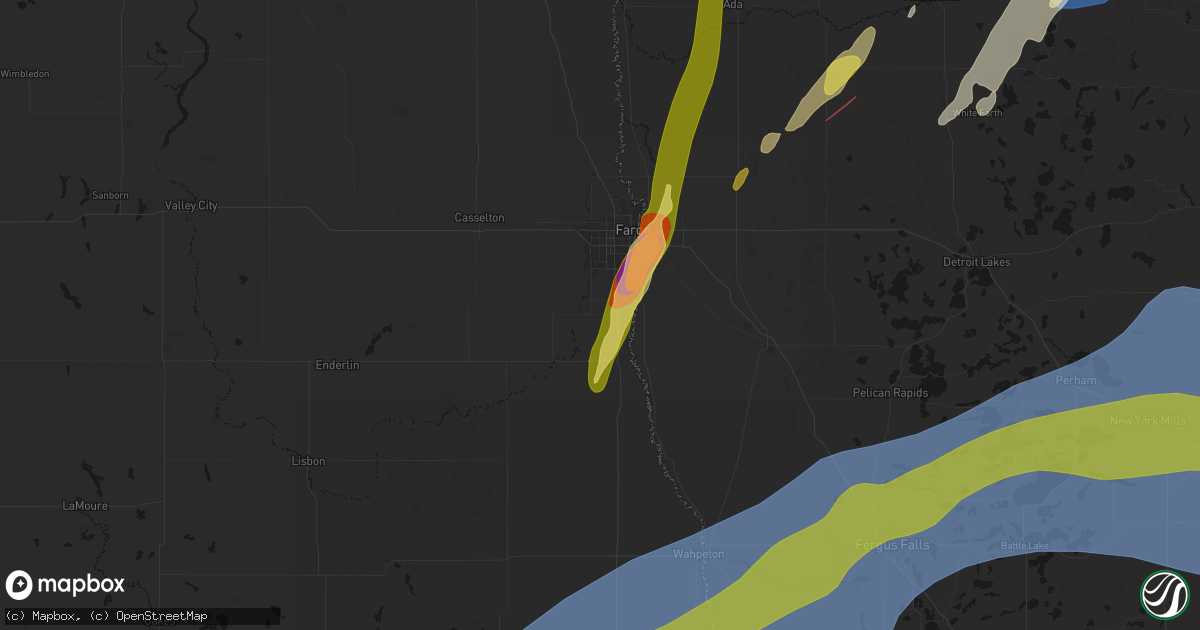Hail map in Horace, ND on June 29, 2026