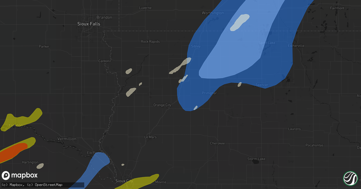 Hail map in Hospers, IA on June 29, 2026