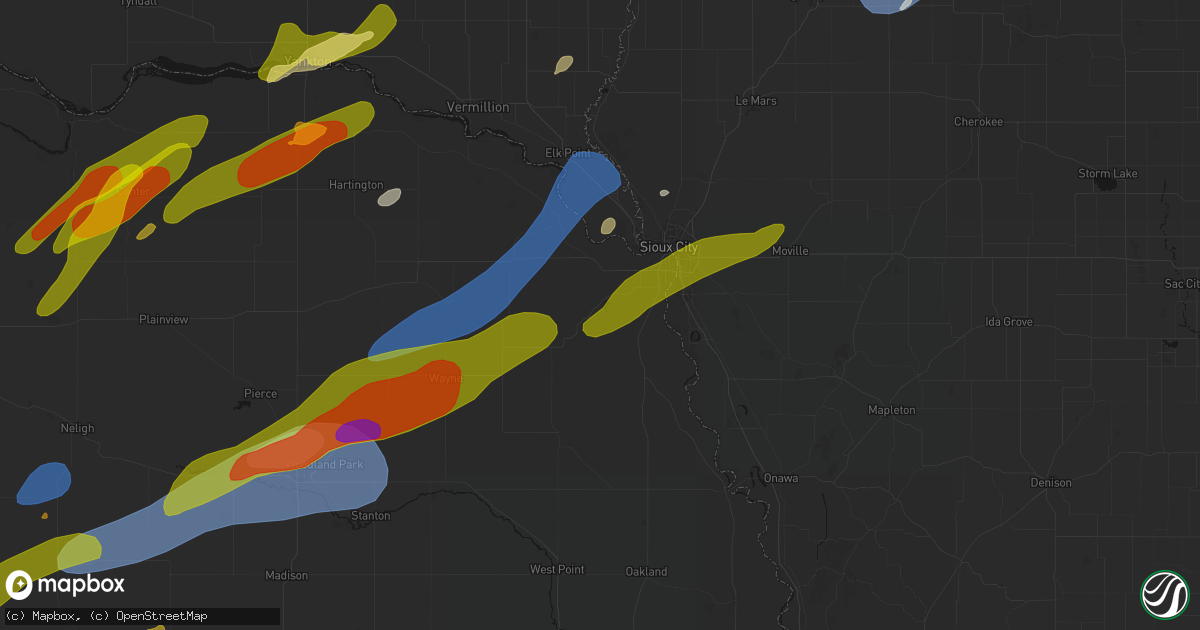 Hail map in Hubbard, NE on June 29, 2026