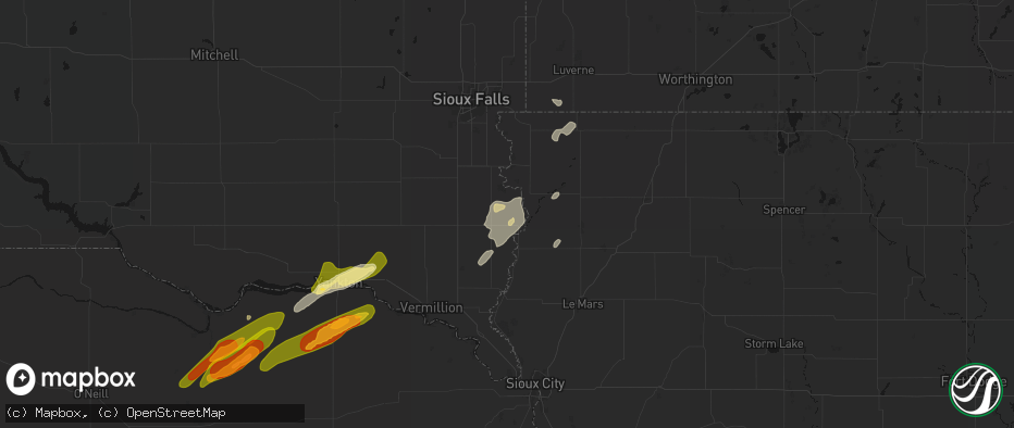 Hail map in Hudson, SD on June 29, 2026