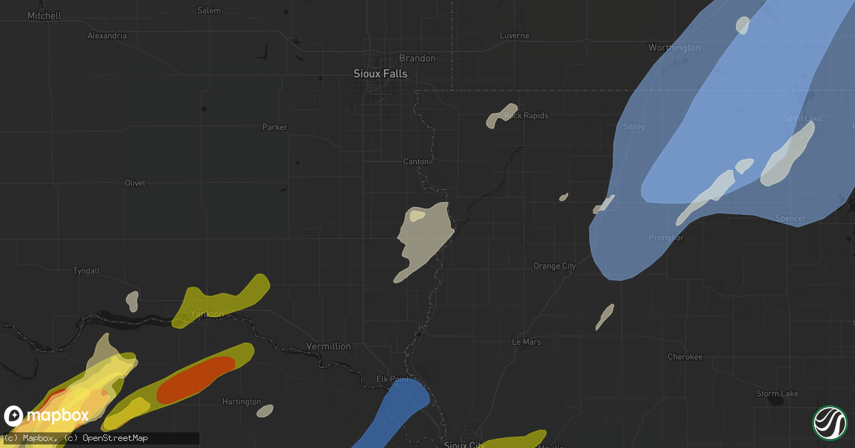 Hail map in Hudson, SD on June 29, 2026