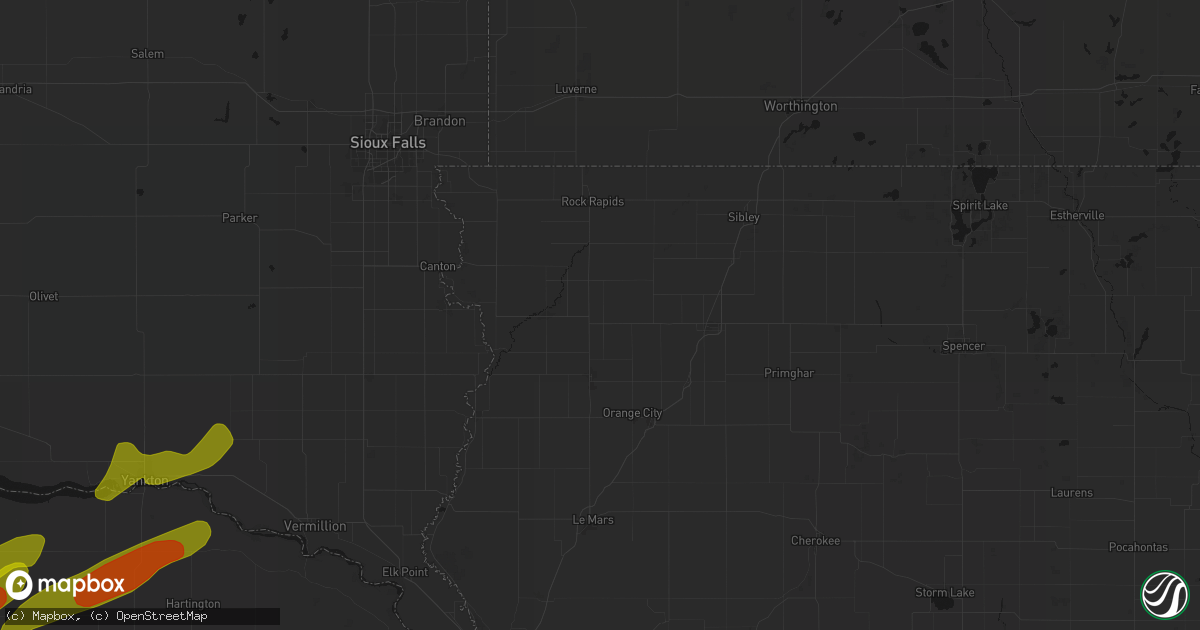 Hail map in Hull, IA on June 29, 2026