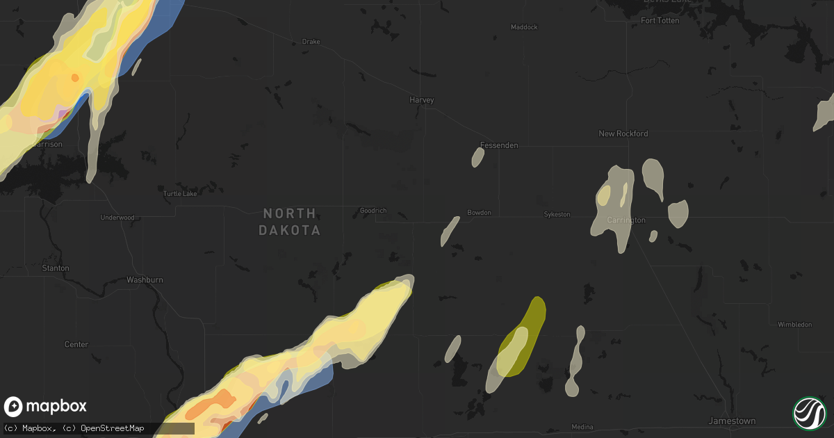 Hail map in Hurdsfield, ND on June 29, 2026