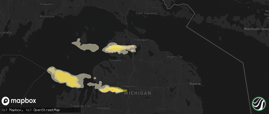 Hail map in Indian River, MI on June 29, 2026