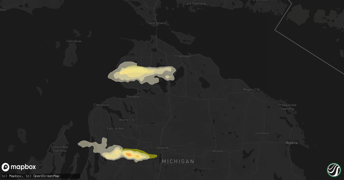Hail map in Indian River, MI on June 29, 2026
