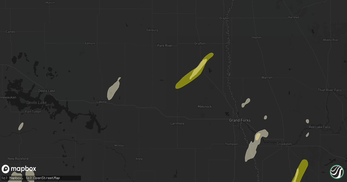 Hail map in Inkster, ND on June 29, 2026