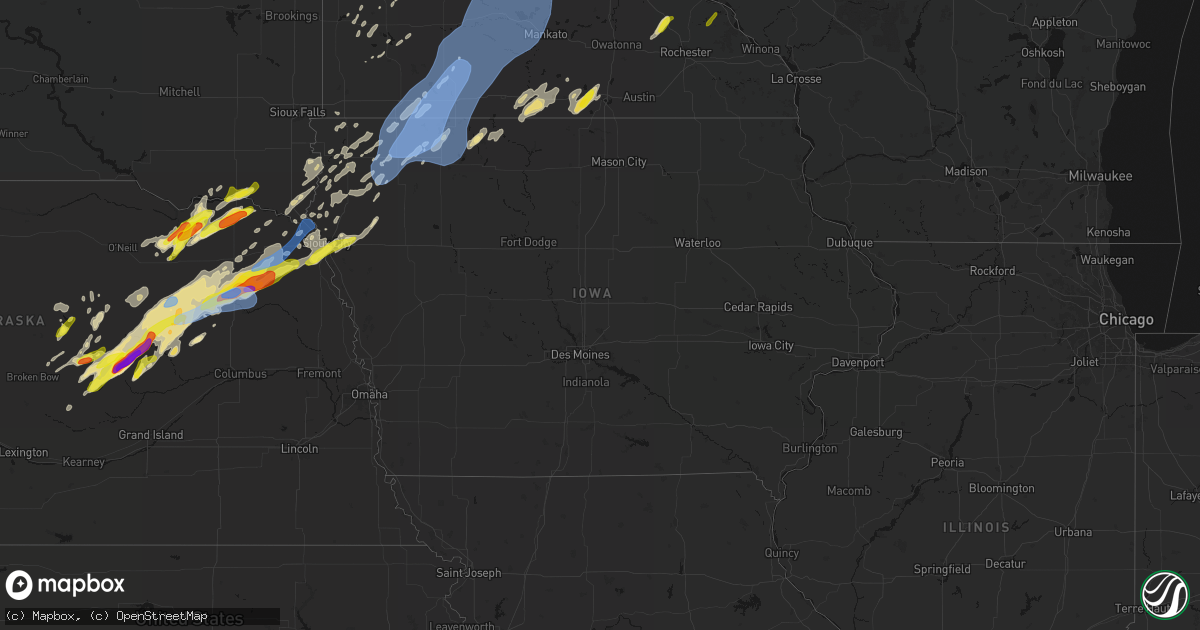 Hail map in Iowa on June 29, 2026