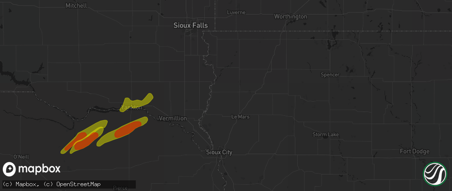 Hail map in Ireton, IA on June 29, 2026