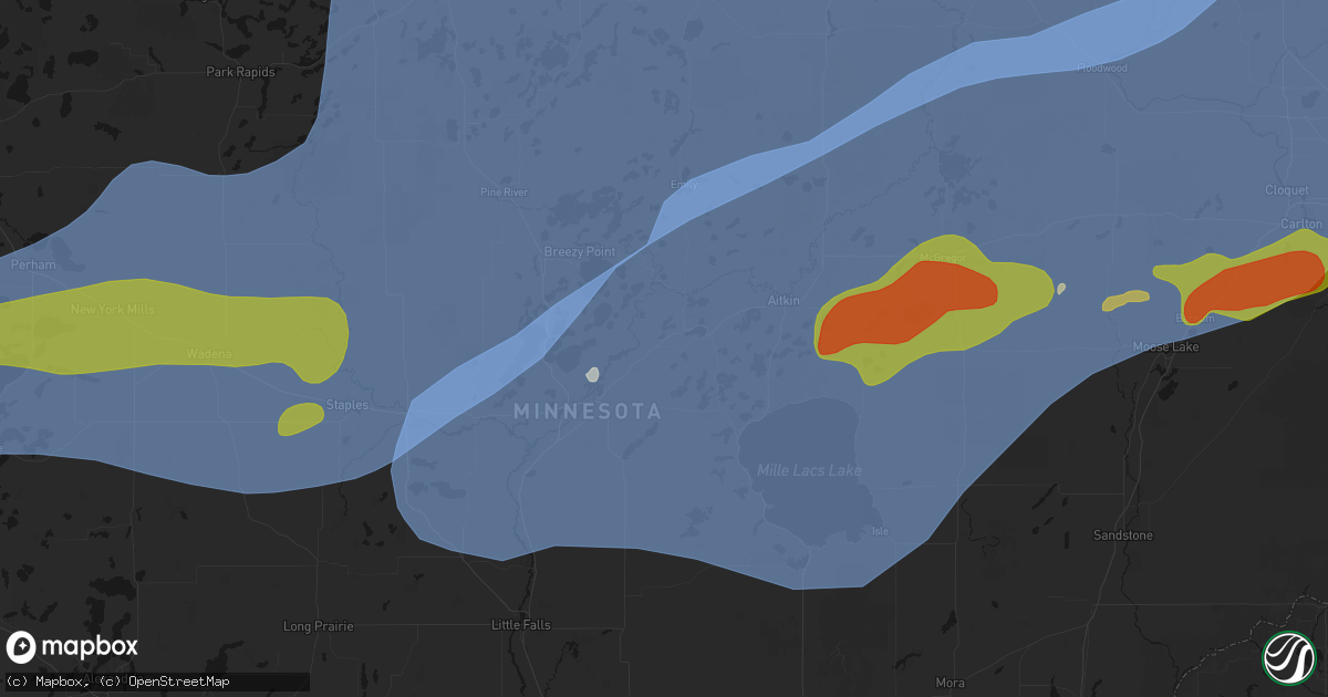 Hail map in Ironton, MN on June 29, 2026