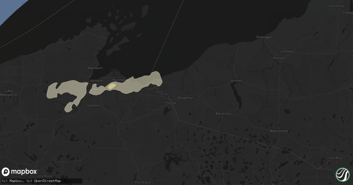 Hail map in Ironwood, MI on June 29, 2026