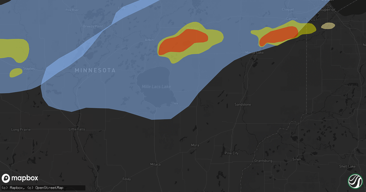 Hail map in Isle, MN on June 29, 2026