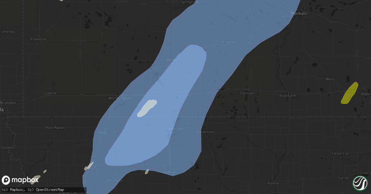 Hail map in Jackson, MN on June 29, 2026
