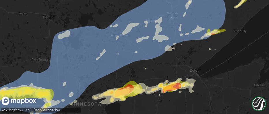Hail map in Jacobson, MN on June 29, 2026