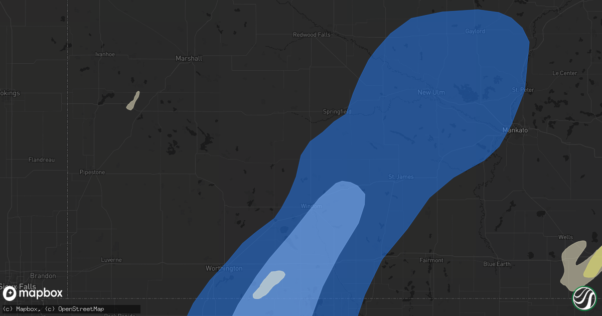 Hail map in Jeffers, MN on June 29, 2026