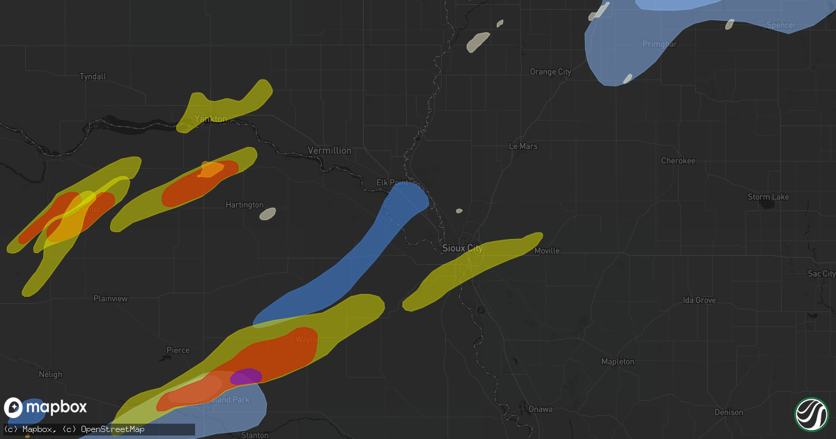 Hail map in Jefferson, SD on June 29, 2026