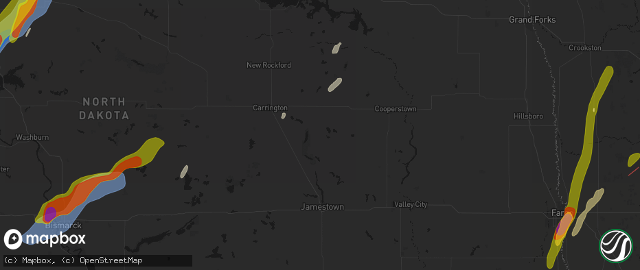 Hail map in Kensal, ND on June 29, 2026