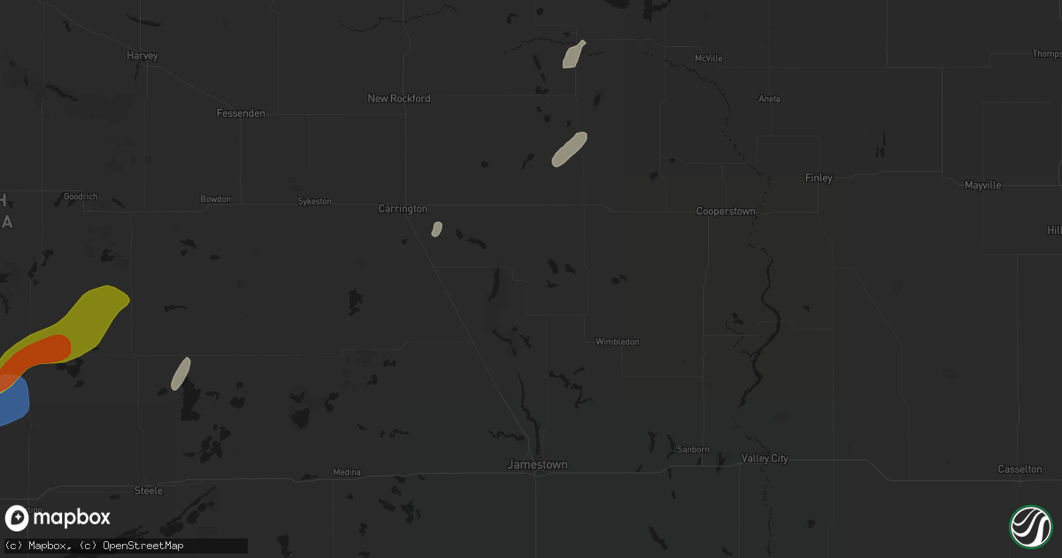Hail map in Kensal, ND on June 29, 2026