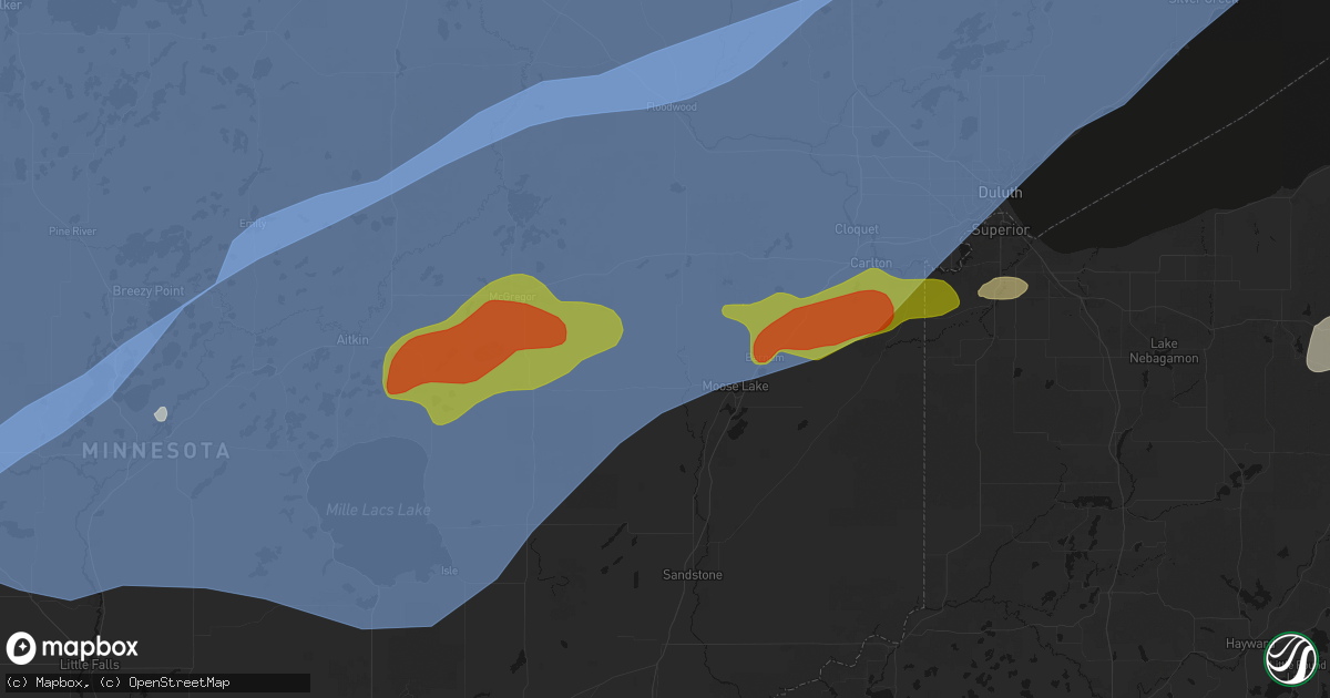 Hail map in Kettle River, MN on June 29, 2026