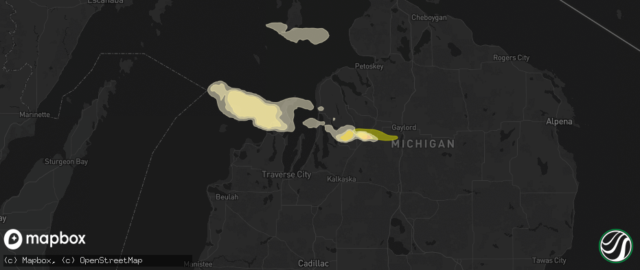 Hail map in Kewadin, MI on June 29, 2026