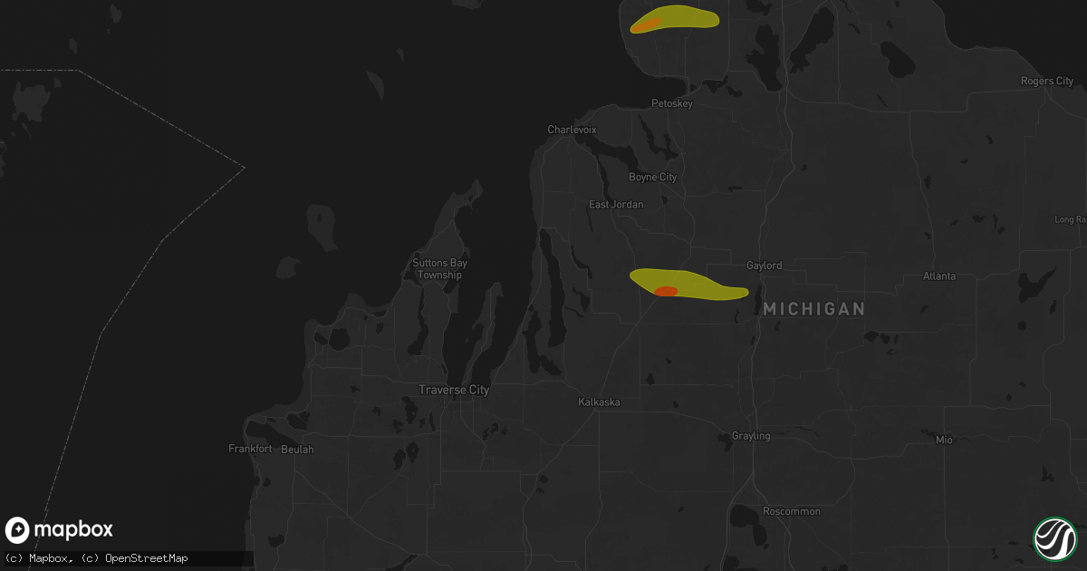Hail map in Kewadin, MI on June 29, 2026