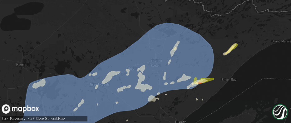 Hail map in Kinney, MN on June 29, 2026