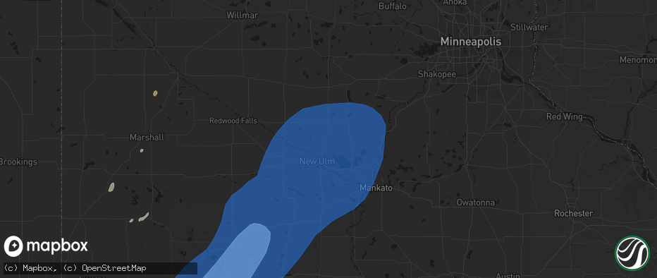 Hail map in Lafayette, MN on June 29, 2026
