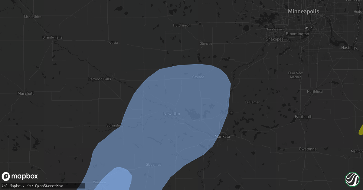 Hail map in Lafayette, MN on June 29, 2026
