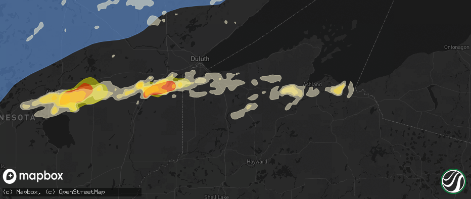 Hail map in Lake Nebagamon, WI on June 29, 2026