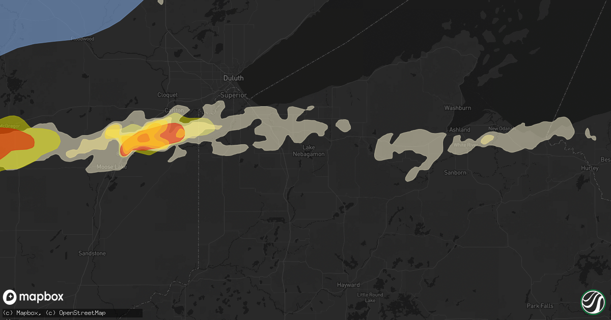 Hail map in Lake Nebagamon, WI on June 29, 2026