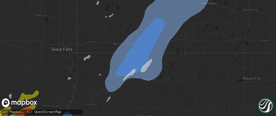 Hail map in Lake Park, IA on June 29, 2026