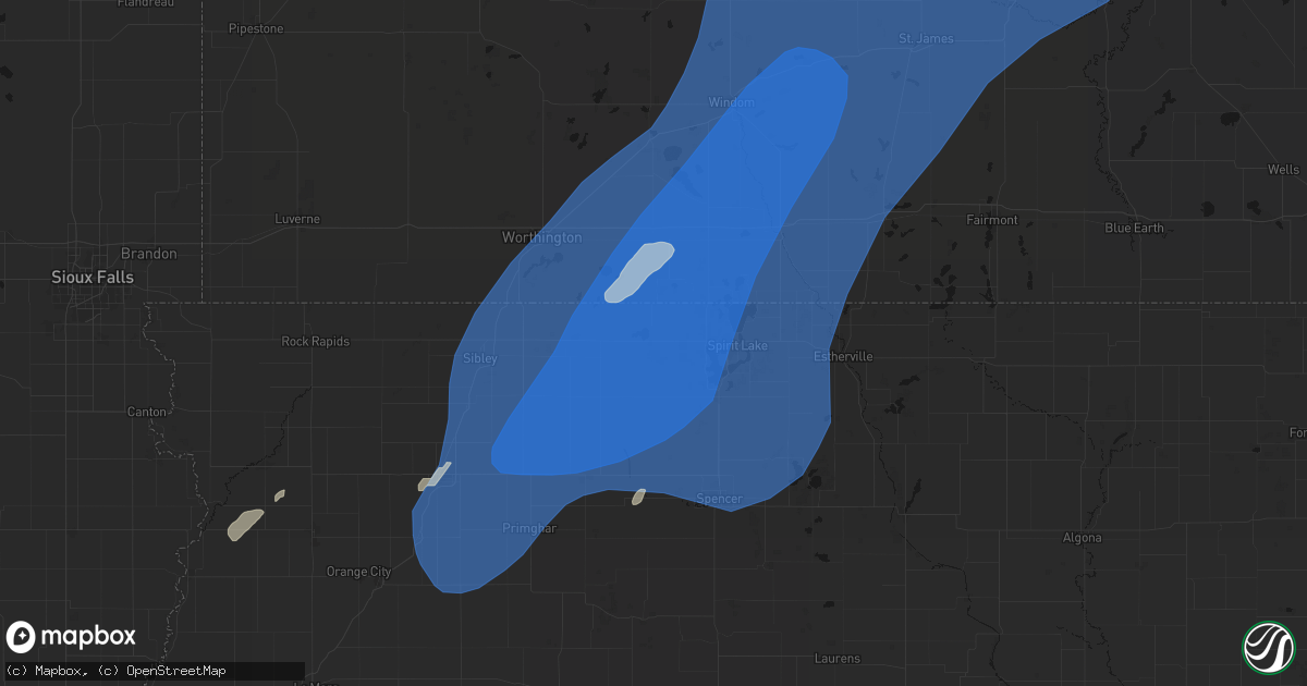 Hail map in Lake Park, IA on June 29, 2026