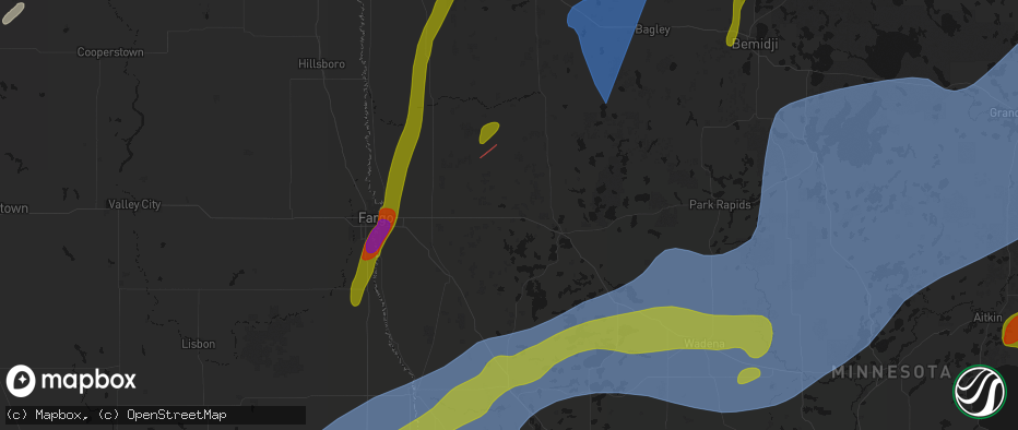 Hail map in Lake Park, MN on June 29, 2026