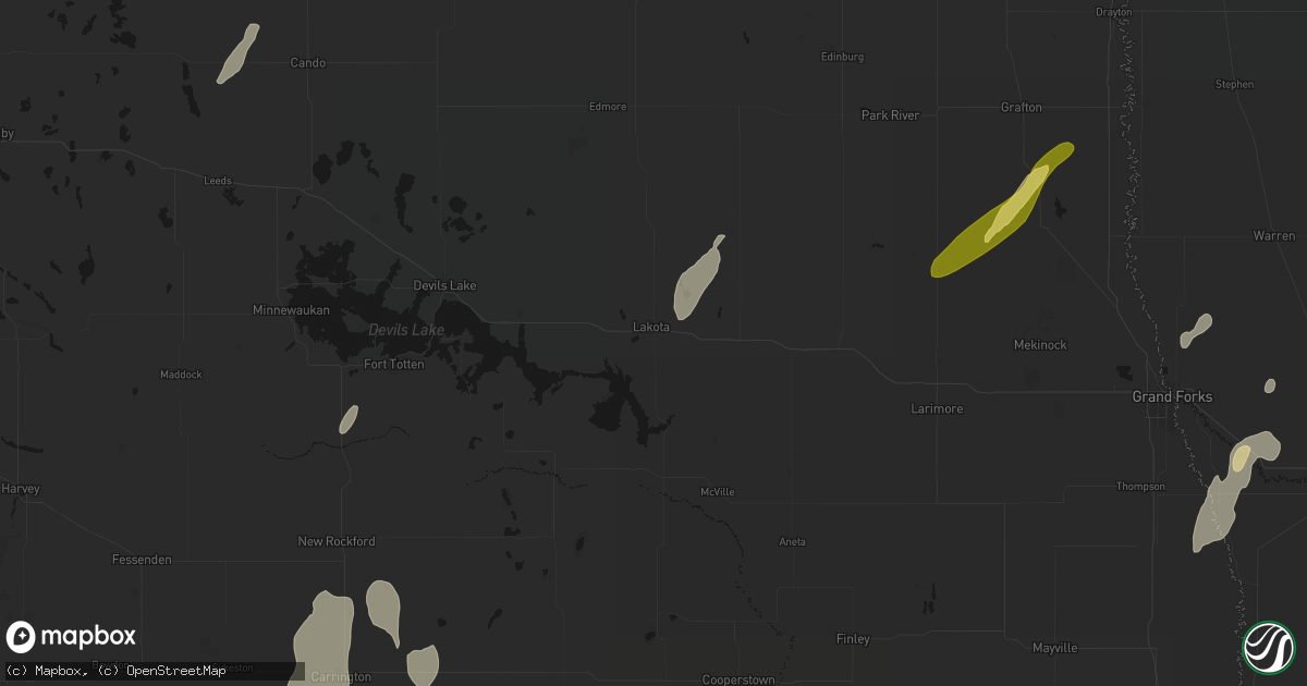 Hail map in Lakota, ND on June 29, 2026