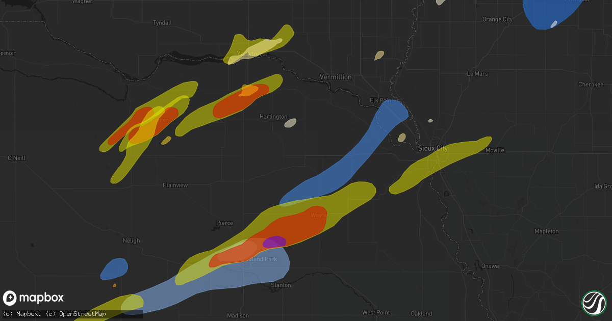 Hail map in Laurel, NE on June 29, 2026