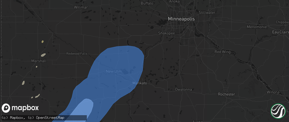 Hail map in Le Sueur, MN on June 29, 2026