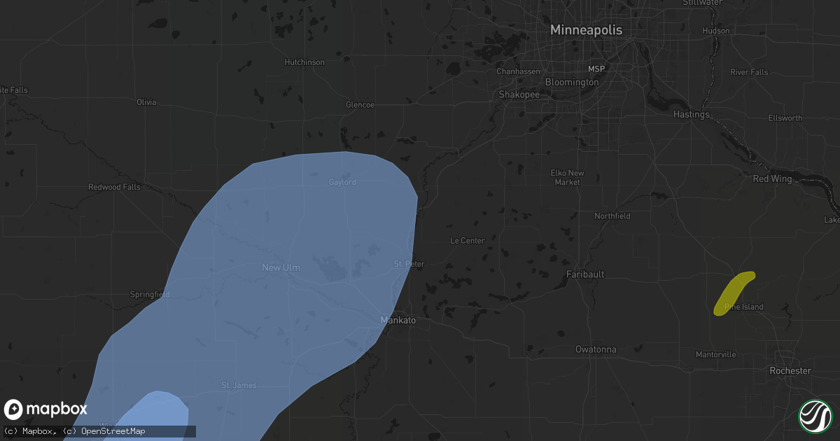 Hail map in Le Sueur, MN on June 29, 2026
