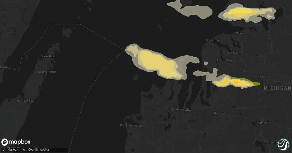 Hail map in Leland, MI on June 29, 2026