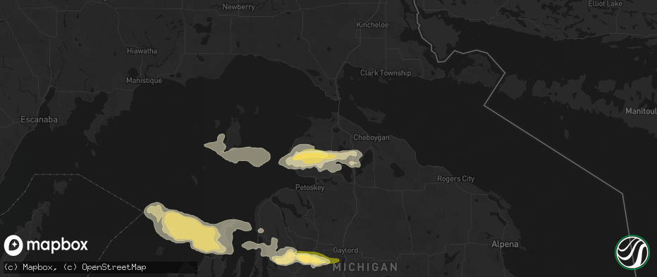 Hail map in Levering, MI on June 29, 2026