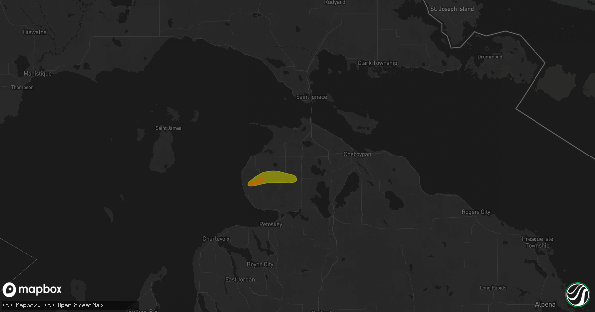 Hail map in Levering, MI on June 29, 2026