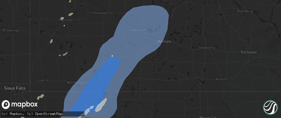Hail map in Lewisville, MN on June 29, 2026