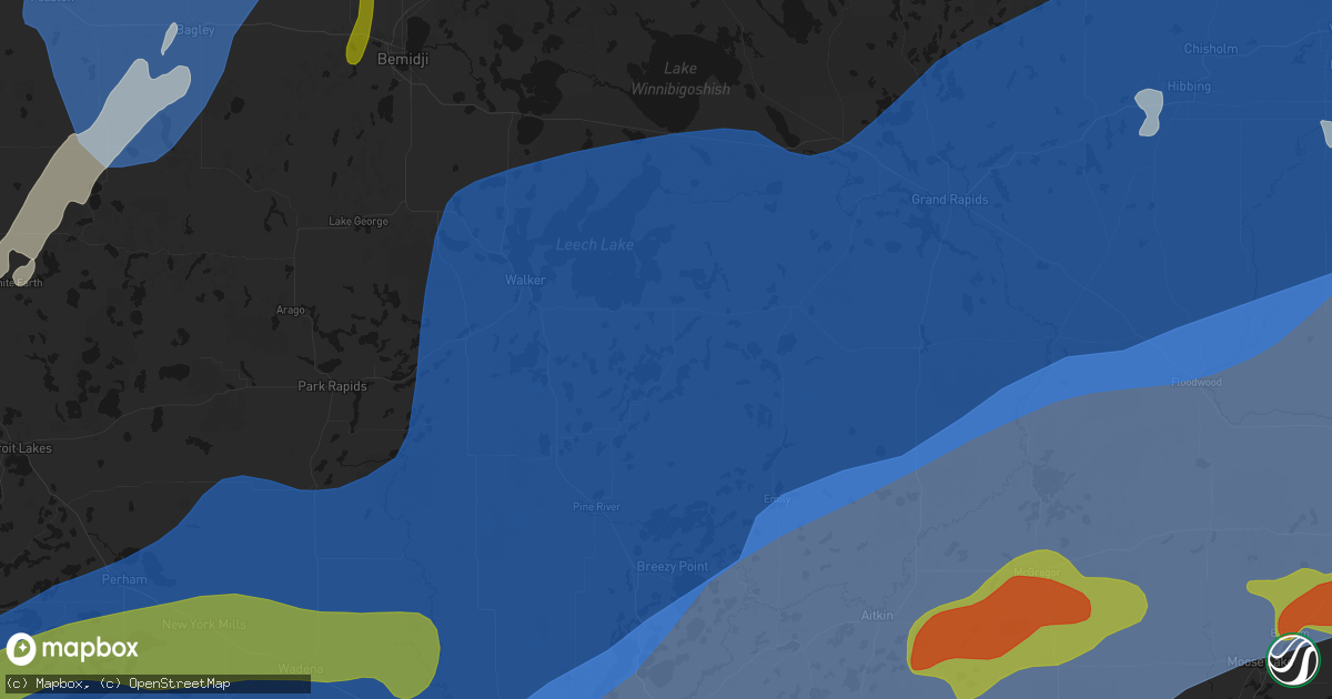 Hail map in Longville, MN on June 29, 2026