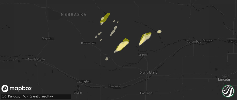 Hail map in Loup City, NE on June 29, 2026