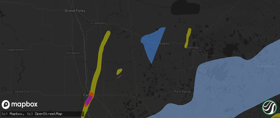 Hail map in Mahnomen, MN on June 29, 2026