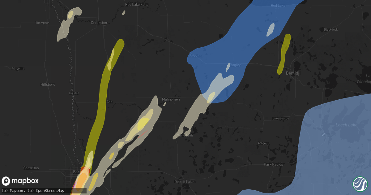 Hail map in Mahnomen, MN on June 29, 2026