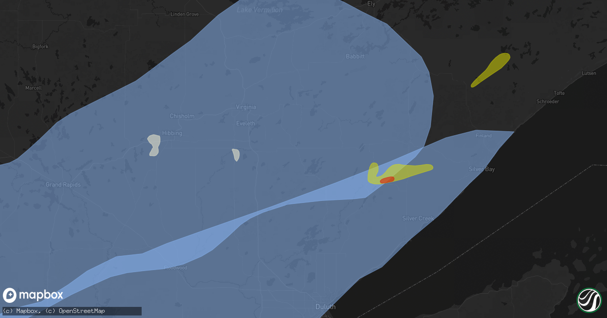 Hail map in Makinen, MN on June 29, 2026