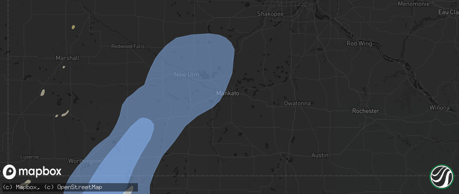 Hail map in Mankato, MN on June 29, 2026